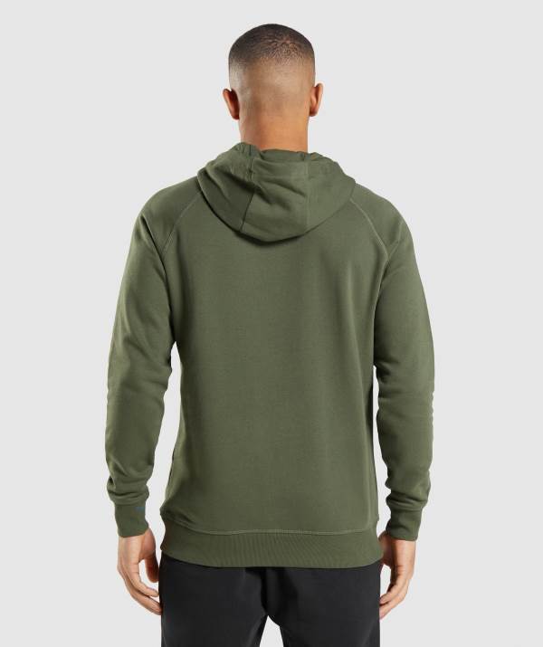 Panske Mikiny S Kapucňou Gymshark Crest Olivovo Zelená | OU3485629